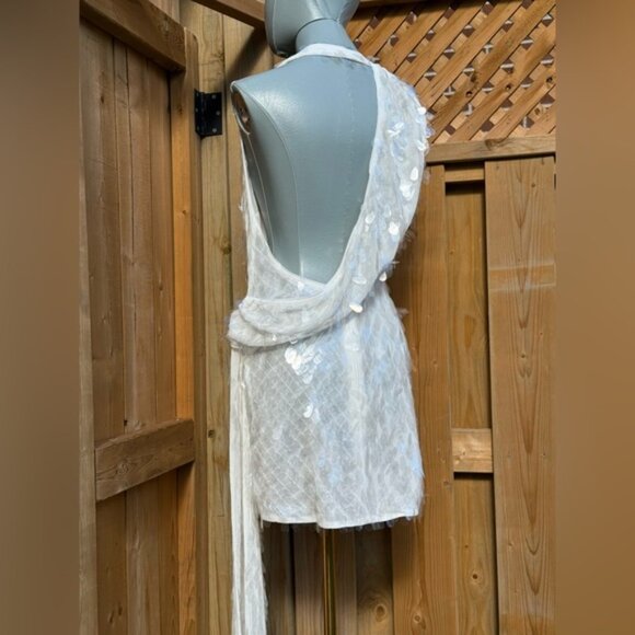 🆕 MISHA COLLECTION 🧿 NWOT The Sapphire Sequins Mini Dress, Ivory Sz M US 6 - Picture 8 of 16